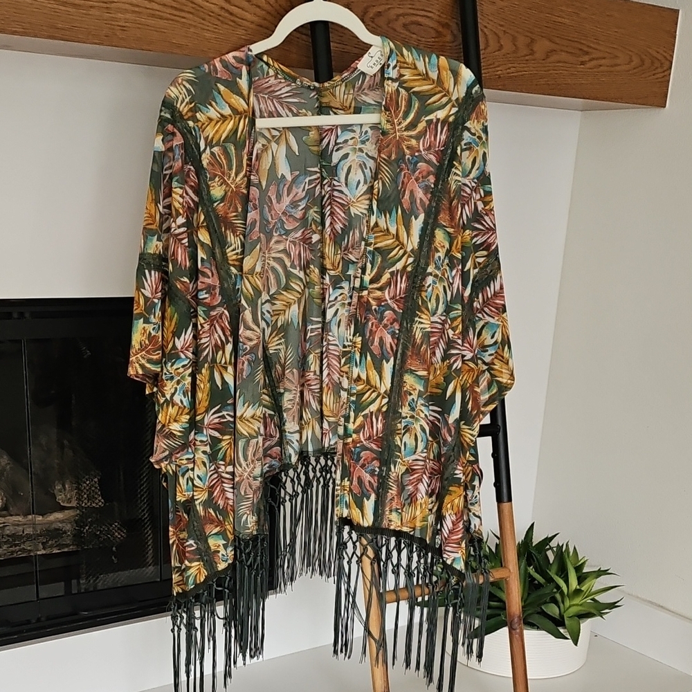 Floral Fringe Kimono
